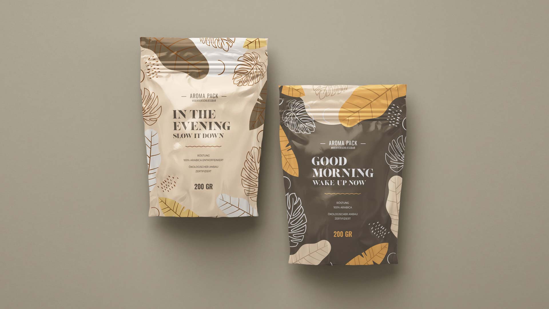 Kaffee Standbeutel Verpackungskonzept